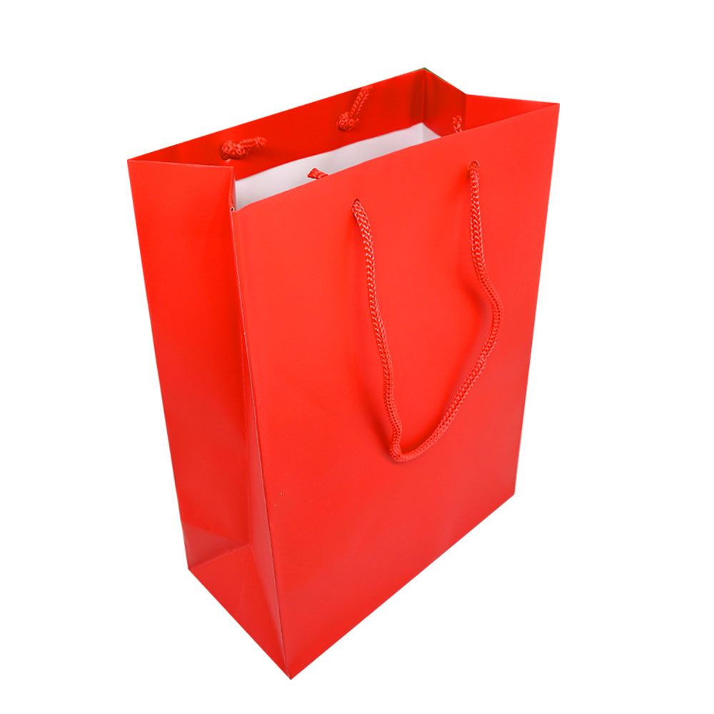 Red Tote Gift Shopping Bags, 4-3/4