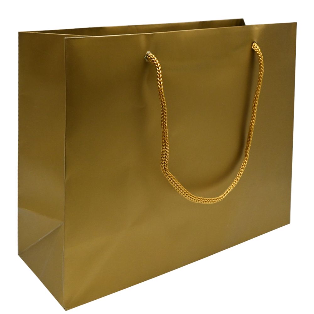 Glossy Gold  Euro Tote Gift Shopping Bags, 9-1/2