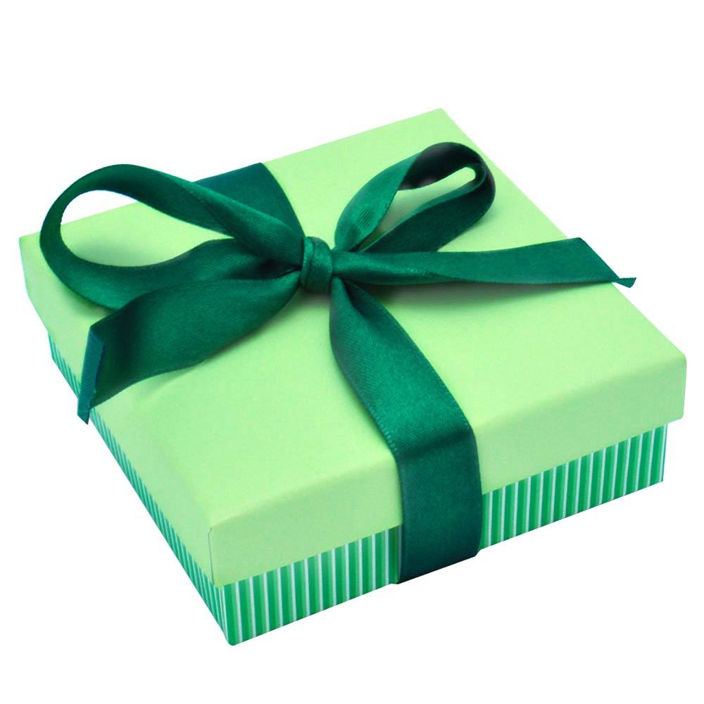 Green and White Striped Jewelry Pendant and Earring Gift Boxes