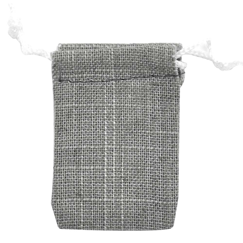 Grey Linen Small Gift Pouches with Drawstring, 1-3/4