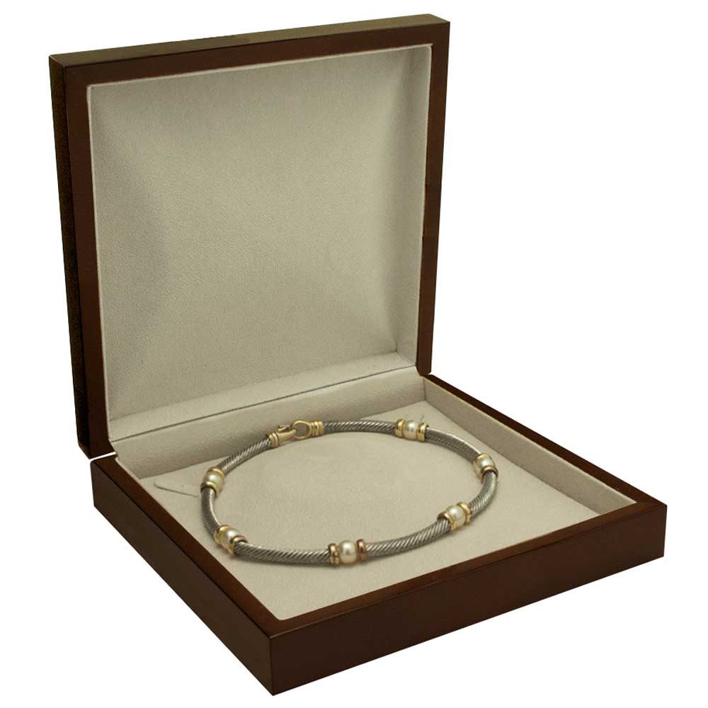 Premium Brown Veneer Jewelry Necklace Display Packaging Box
