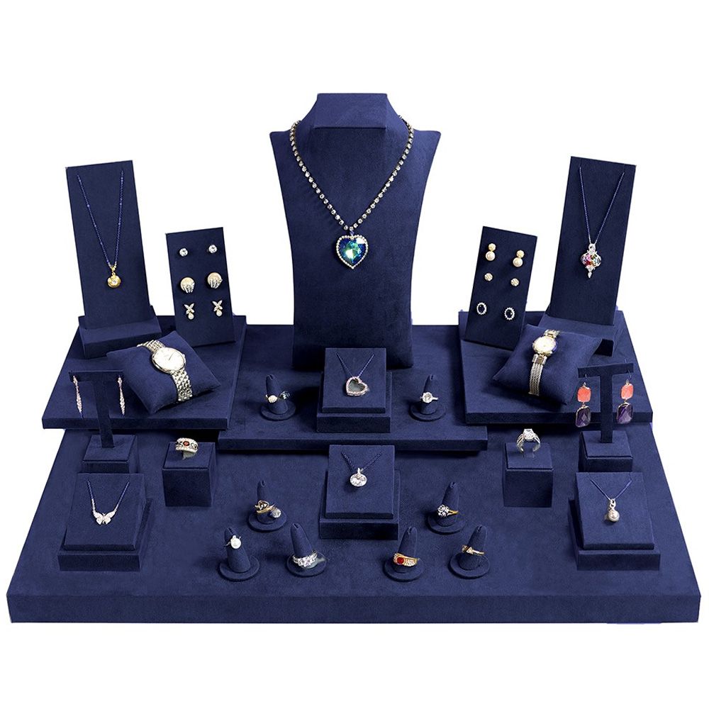 Dark Blue 27 Piece Jewelry Showcase Display Set