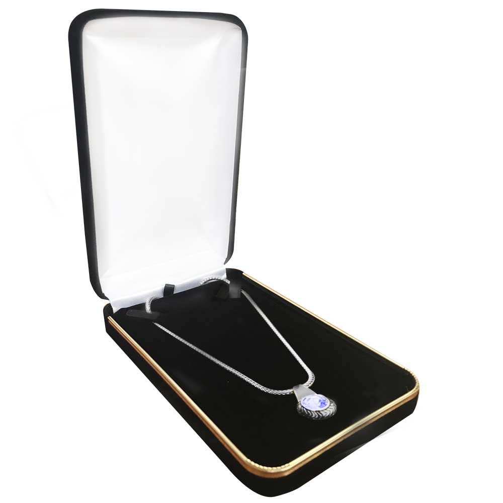 Black Velvet Jewelry Necklace or Chain Gift Packaging Boxes with Gold Trim
