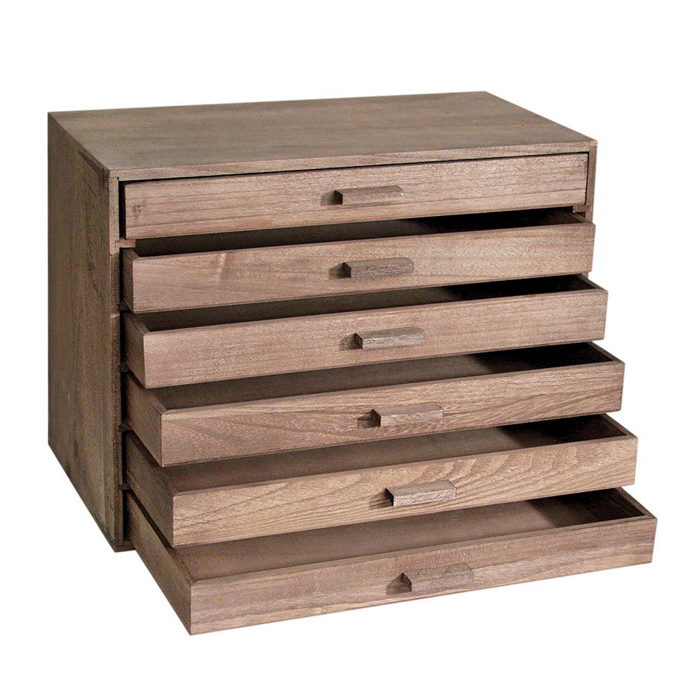 Dark Wood Ash 6 Drawer Jewelry Tray Organizer