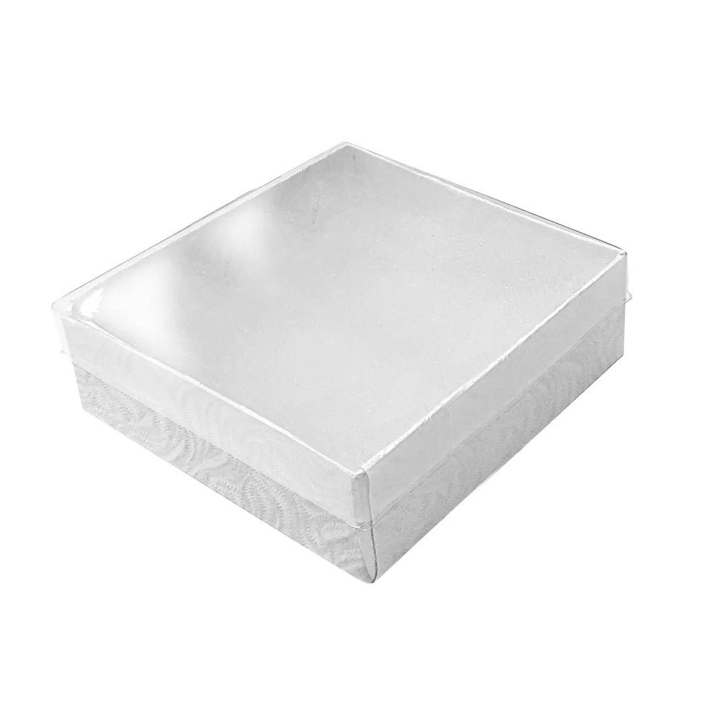 Swirl White Clear Lid Cotton Filled Box #33