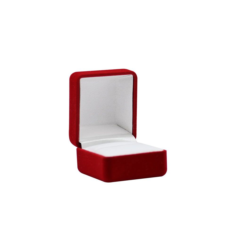 Red Flocked Velour Jewelry Ring Packaging Boxes