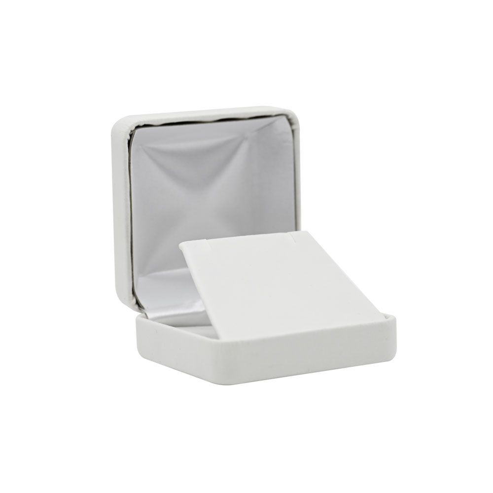 White Leatherette Jewelry Pendant Box