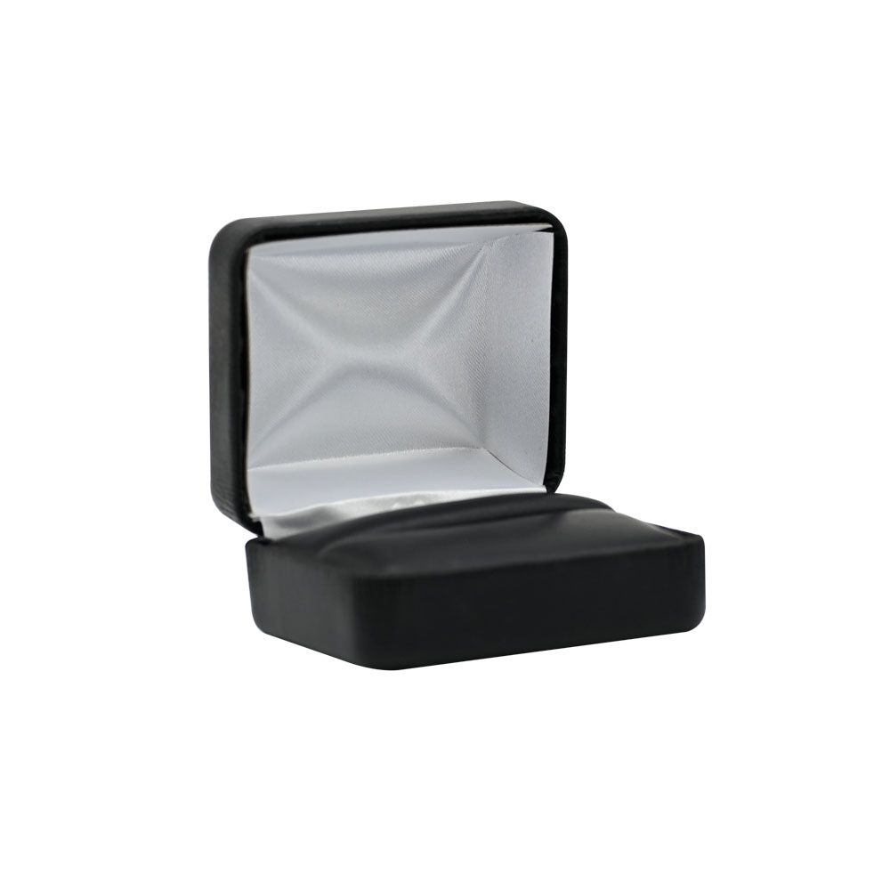 Black Leatherette Dual Jewelry Ring Box, Holds 1 to 2 Rings