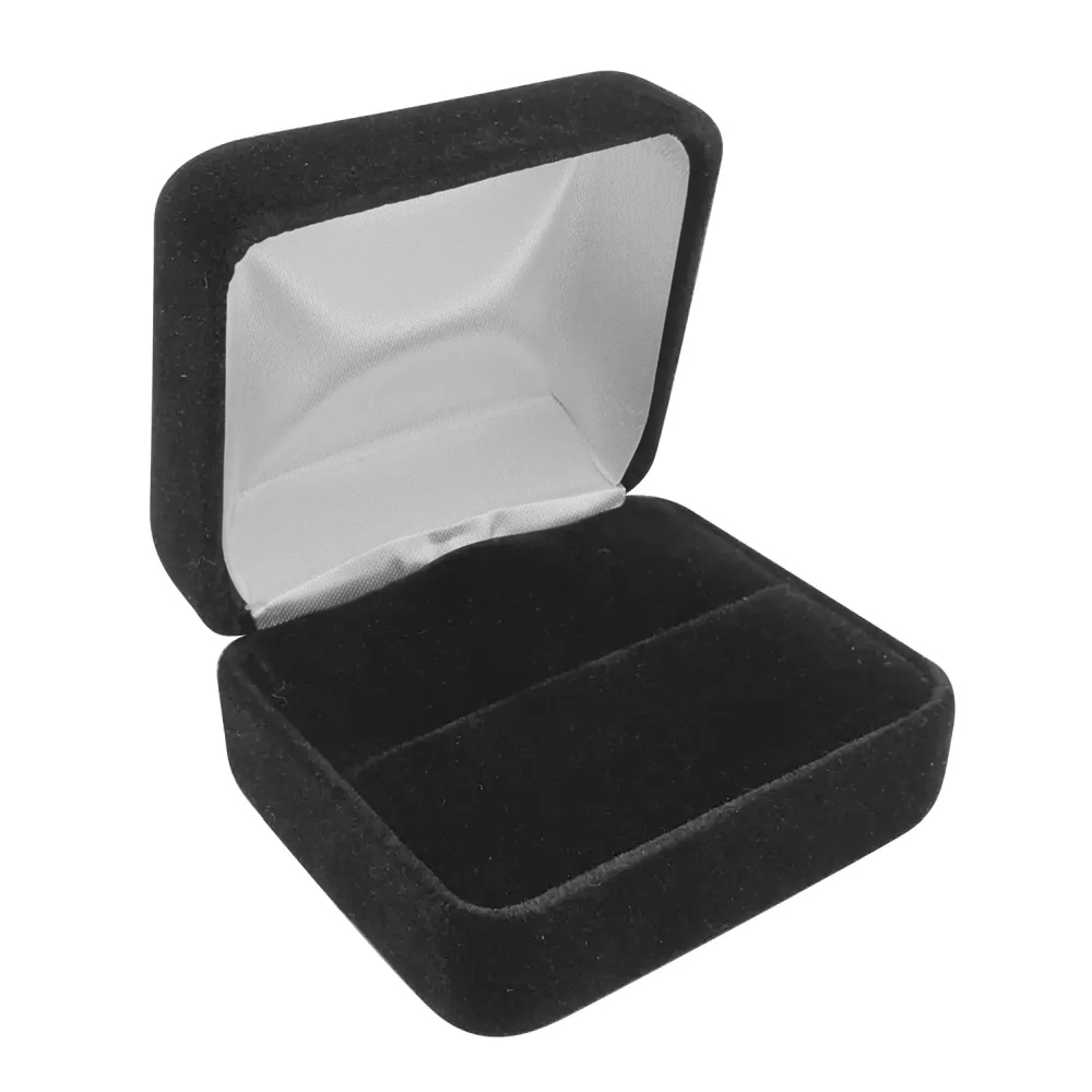 Black Velvet Dual Jewelry Ring Gift Boxes, Holds 1 - 2 Rings